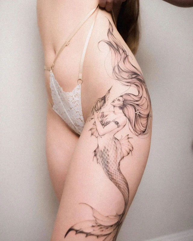 Татуировка в стиле тонких линий - работа 10