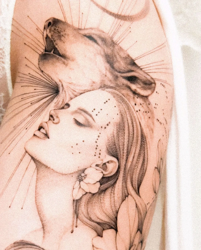 Татуировка в стиле тонких линий - работа 3