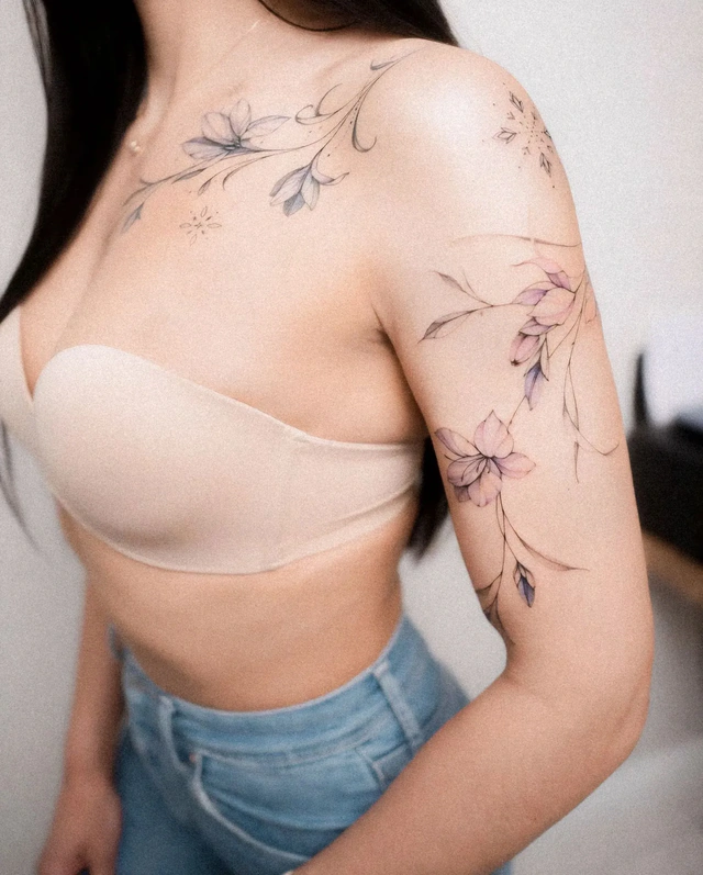 Татуировка в стиле тонких линий - работа 6